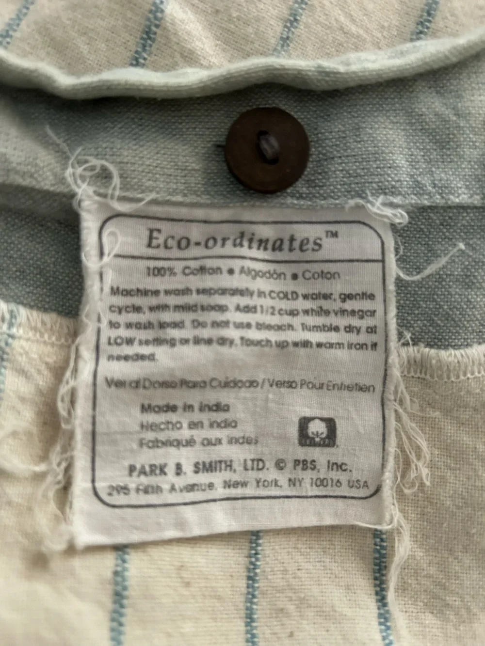 Park B. Smith ECO-ORDINATES Stripe💯 Cotton Twin Duvet: Cream/Light Blue, India.